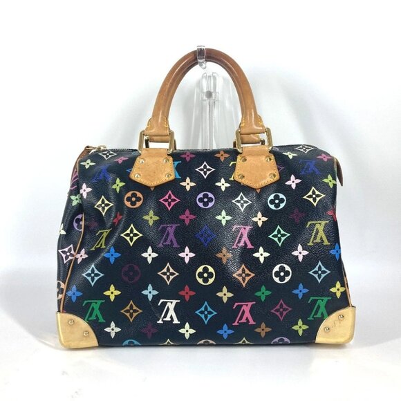 LOUIS VUITTON M92642 MonogramMulticolore Speedy30 Hand Bag Black - Picture 2 of 16